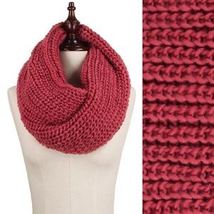 Chunky Solid Rib Knit Infinity Scarf  Rose